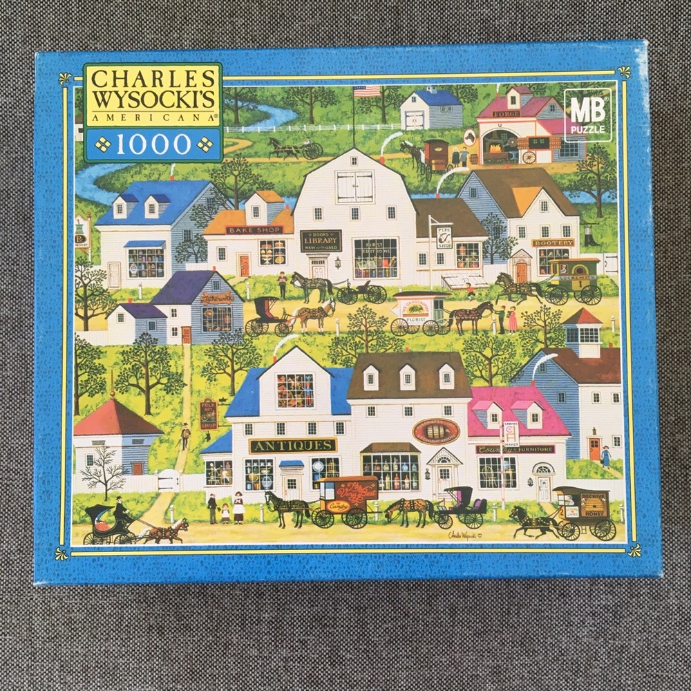 2003 Charles Wysocki 'Shops and Buggies' Vintage 1000 Piece Americana Puzzle